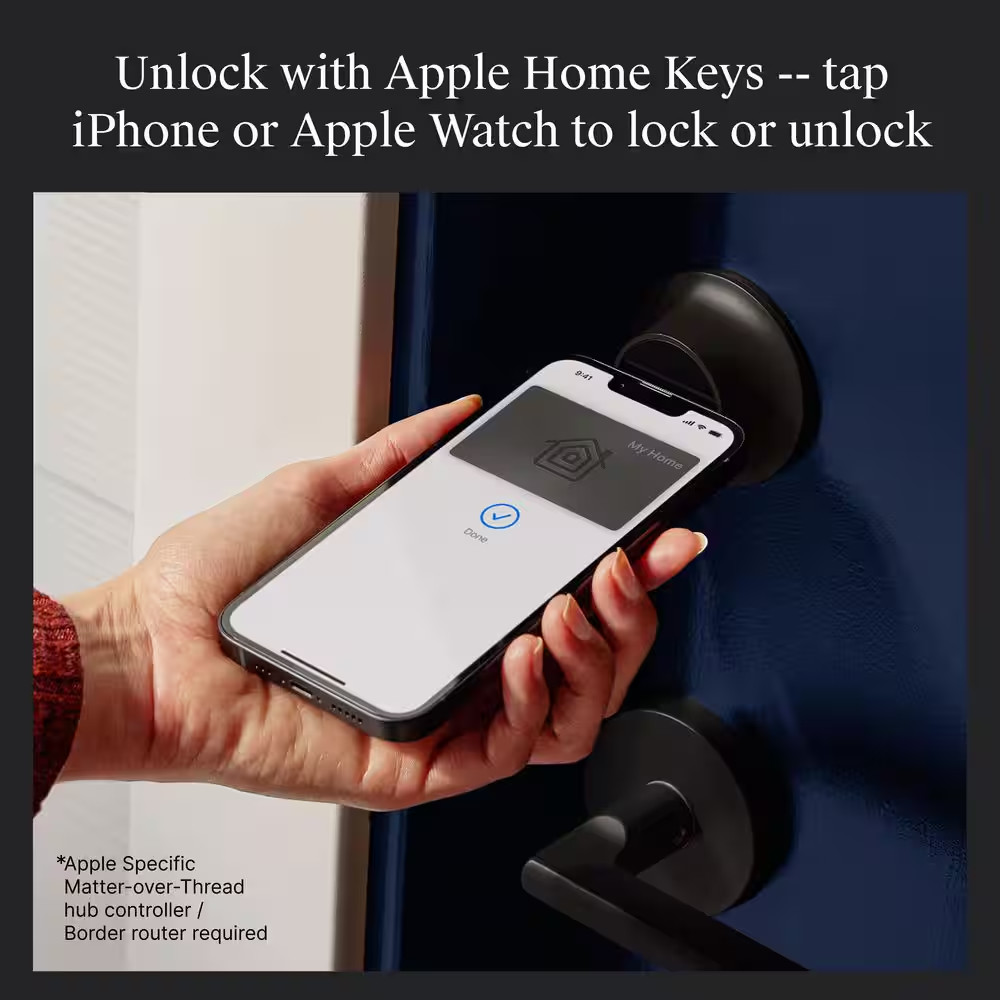 Lock plus (Matter) Matte Black Matter-Over-Thread Smart Lock Single Cylinder Dea