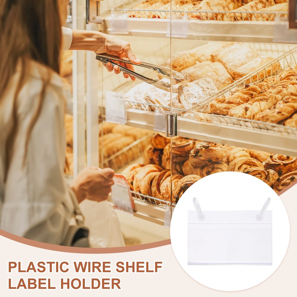 30 Pack 3.1" x 2.2" Plastic Shelf Basket Label Holders Clips with Button Lock
