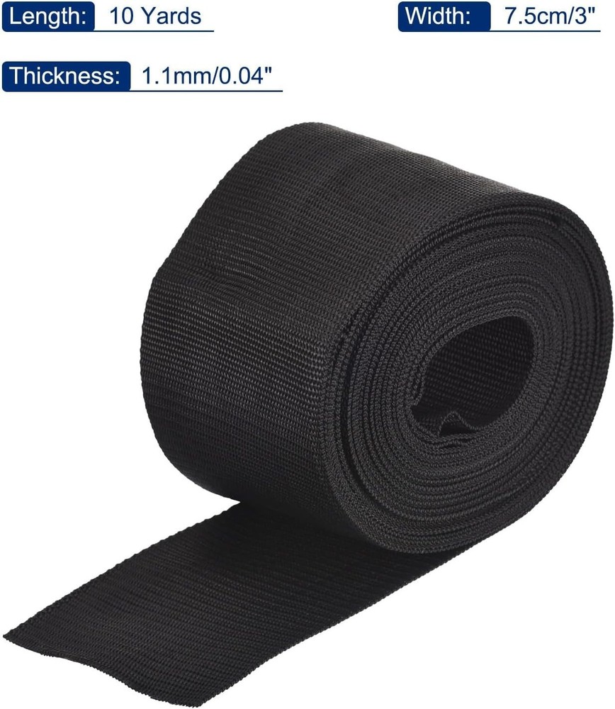 Lightweight Polypropylene Webbing Strap 3" 10 Yard Backpack Strapping Band Bl...
