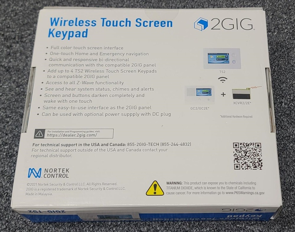 *BRAND NEW* 2GIG-TS2-E Wireless Touchscreen Keypad for GC2e Control Panels