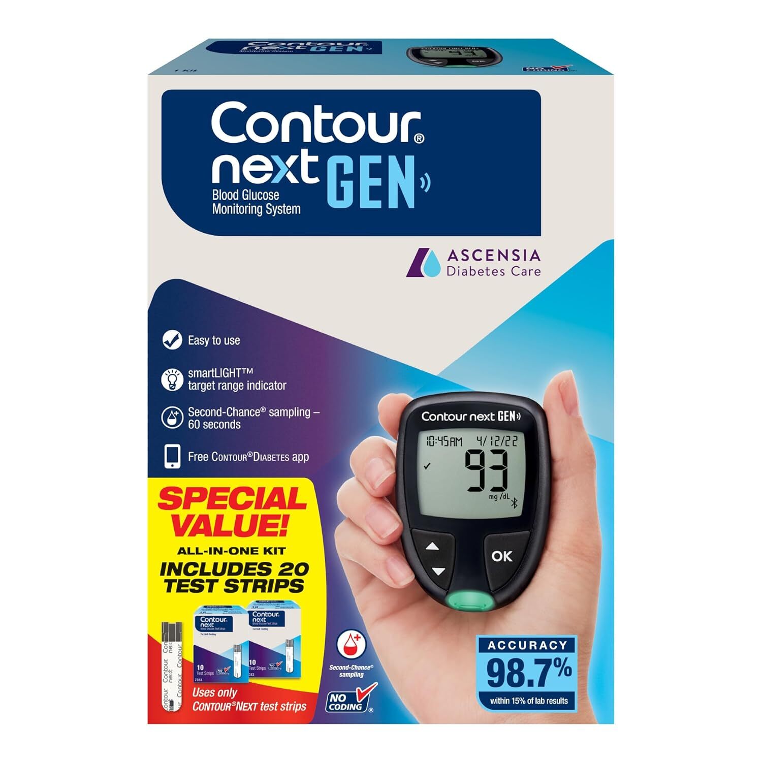 CONTOUR NEXT GEN Blood Glucose Monitoring System – All-In-One Kit for Diabetes w