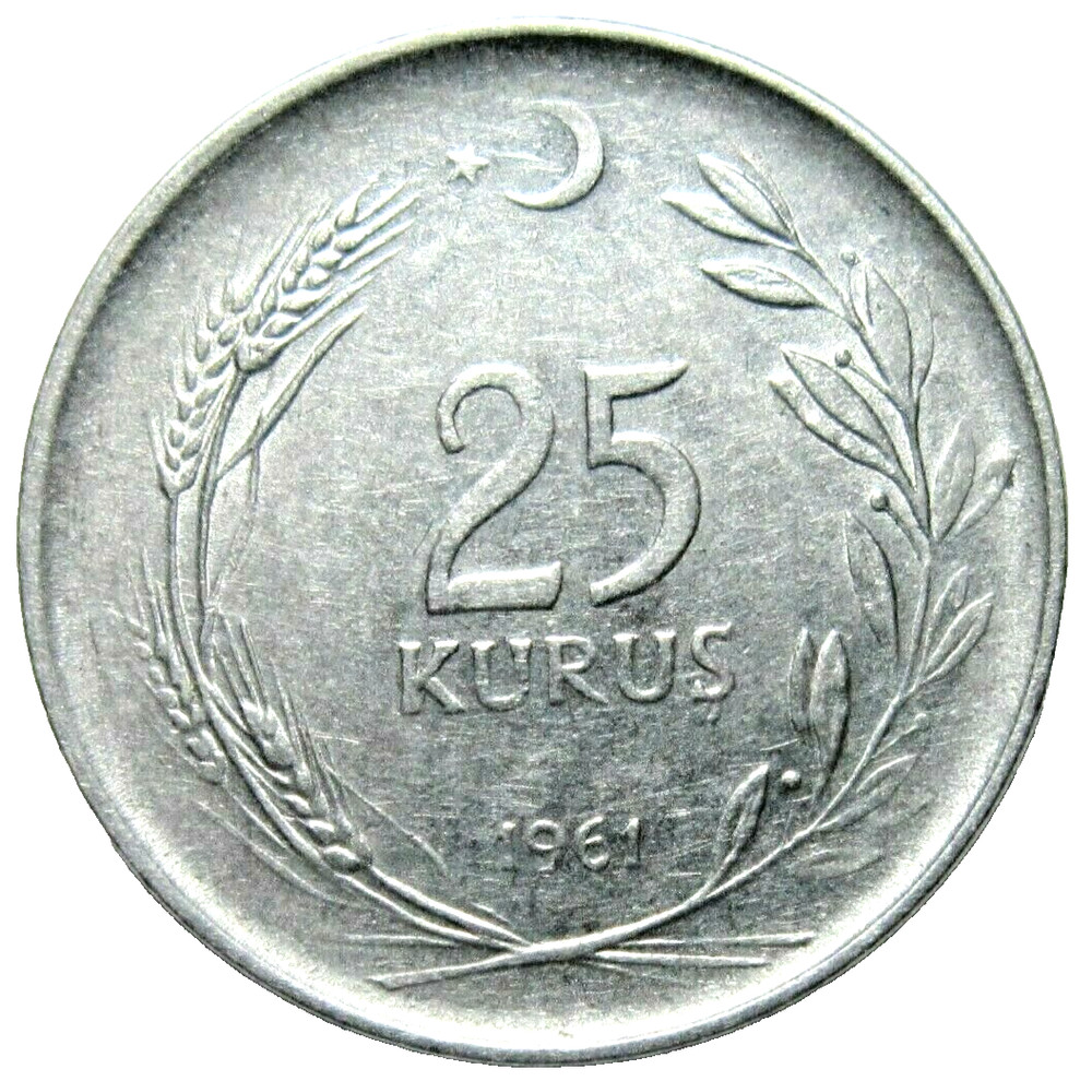 TURKEY. 25 KURUS, 1961.