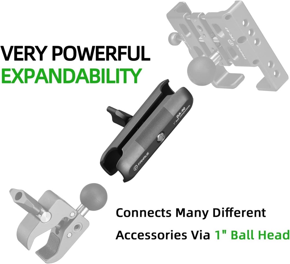 FANAUE Double Socket Arm Compatible with RAM Mount B Size Ball Head and grey