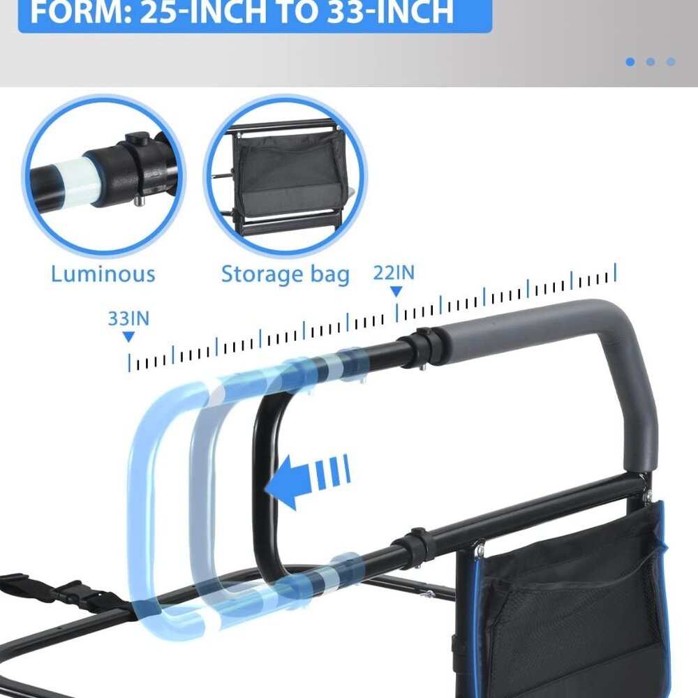 Bed Assist Grab Bar Handle with Storage Pocket
