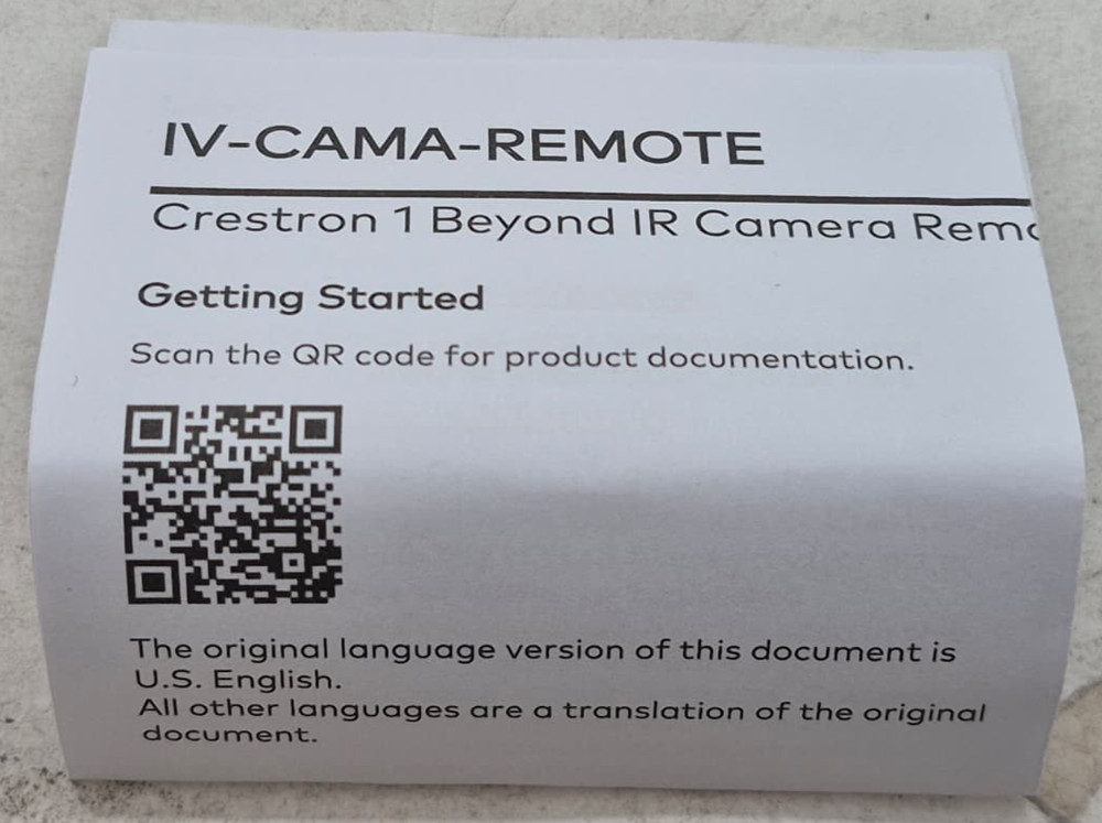 Missing Box Crestron 1 Beyond IR Camera Remote IV-CAMA-REMOTE