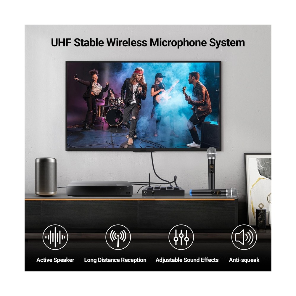 Karaoke Microphone Wireless System, Portable Karaoke Microphone Mixer System ...
