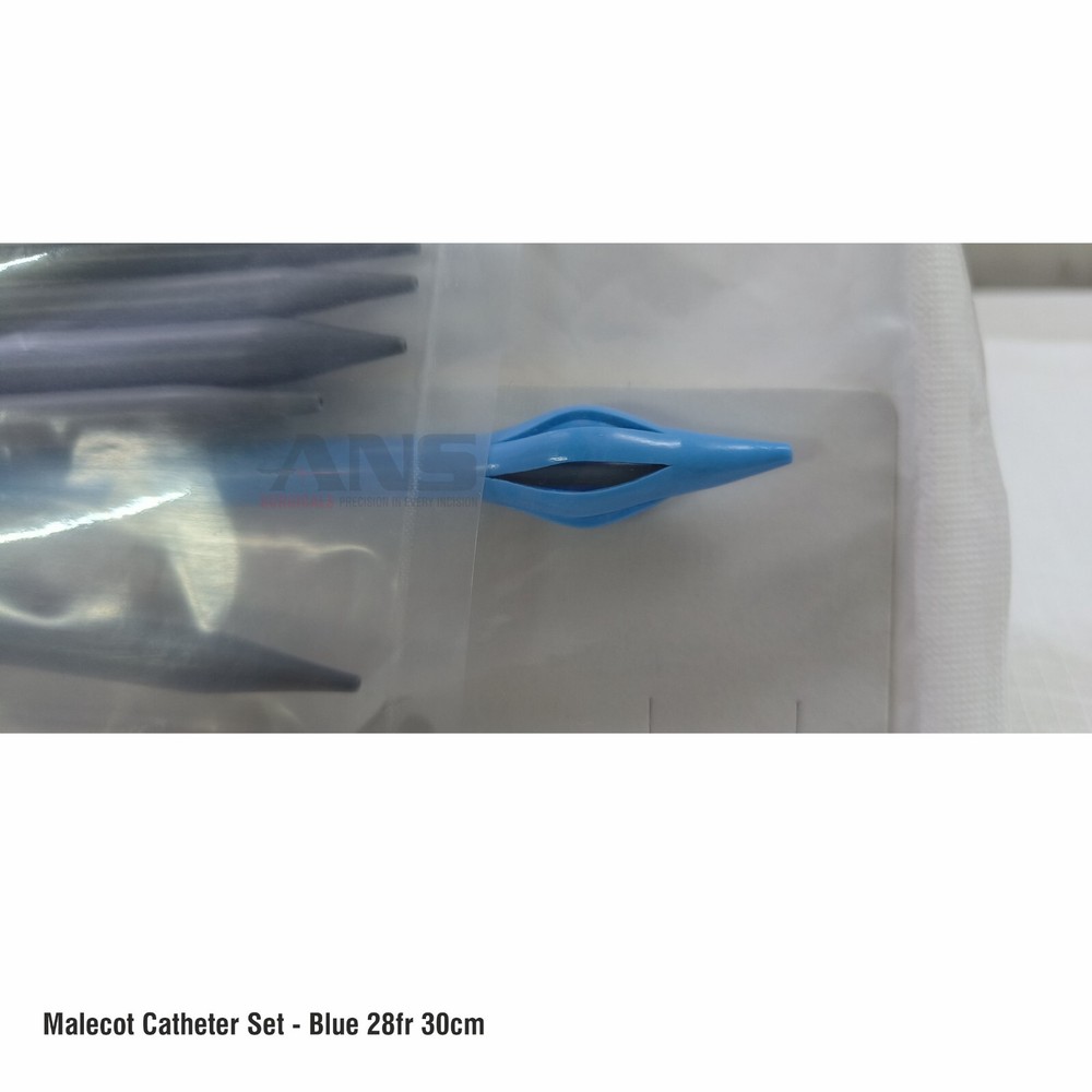 ANS Malecot catheter set - blue 28fr /30cm