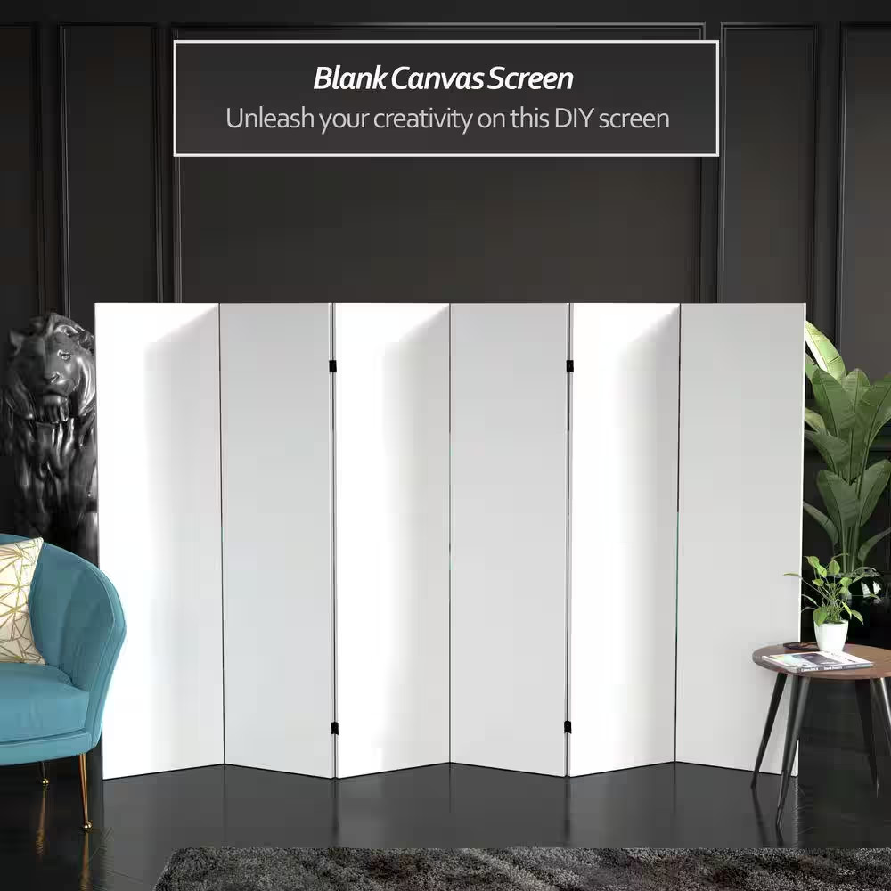 5 Ft White 6-Panel Room Divider
