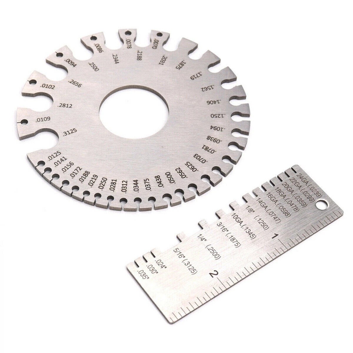 2PCS Sheet Metal Gauge Thickness Gage Wire Gauge Measuring Tool Stainless Steel