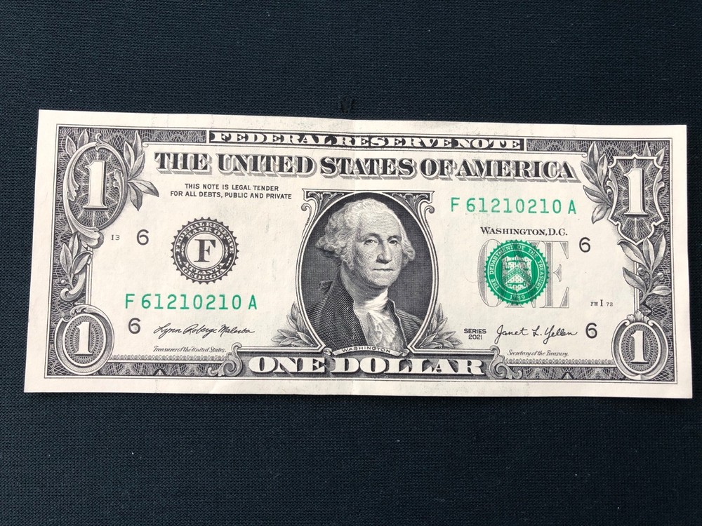 INSUFFICIENT INK ON RIGHT SERIAL NUMBER - $1  (ONE DOLLAR) ERROR NOTE