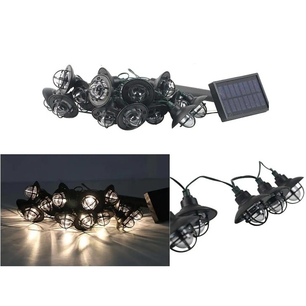(3 Sets) 20-Light Solar Black Integrated LED Nautical String Lights, 19.25 Ft.