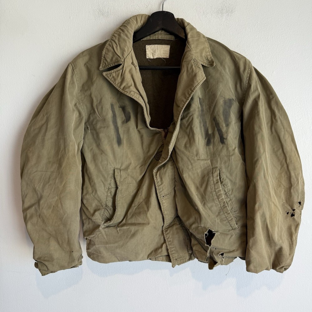 WWII US Navy N4 Field Jacket M41 Stenciled POW Distressed