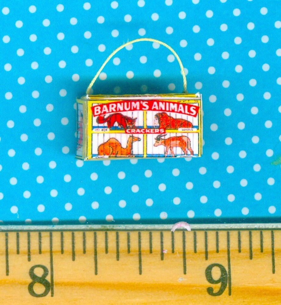 Dollhouse Miniature Size  Animal Cracker Box Yellow with String