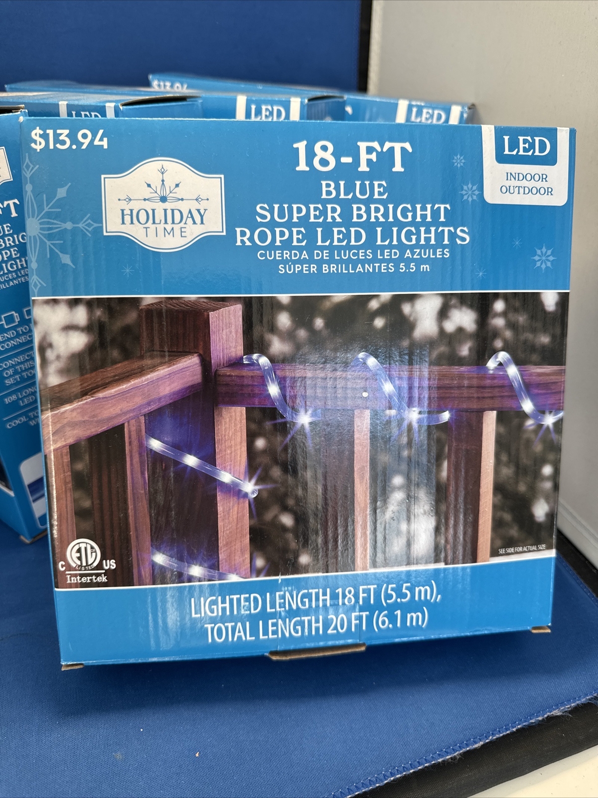 Holiday Time 18 FT Blue Super Bright Rope LED Lights 18 FT Long Lotus Of 5