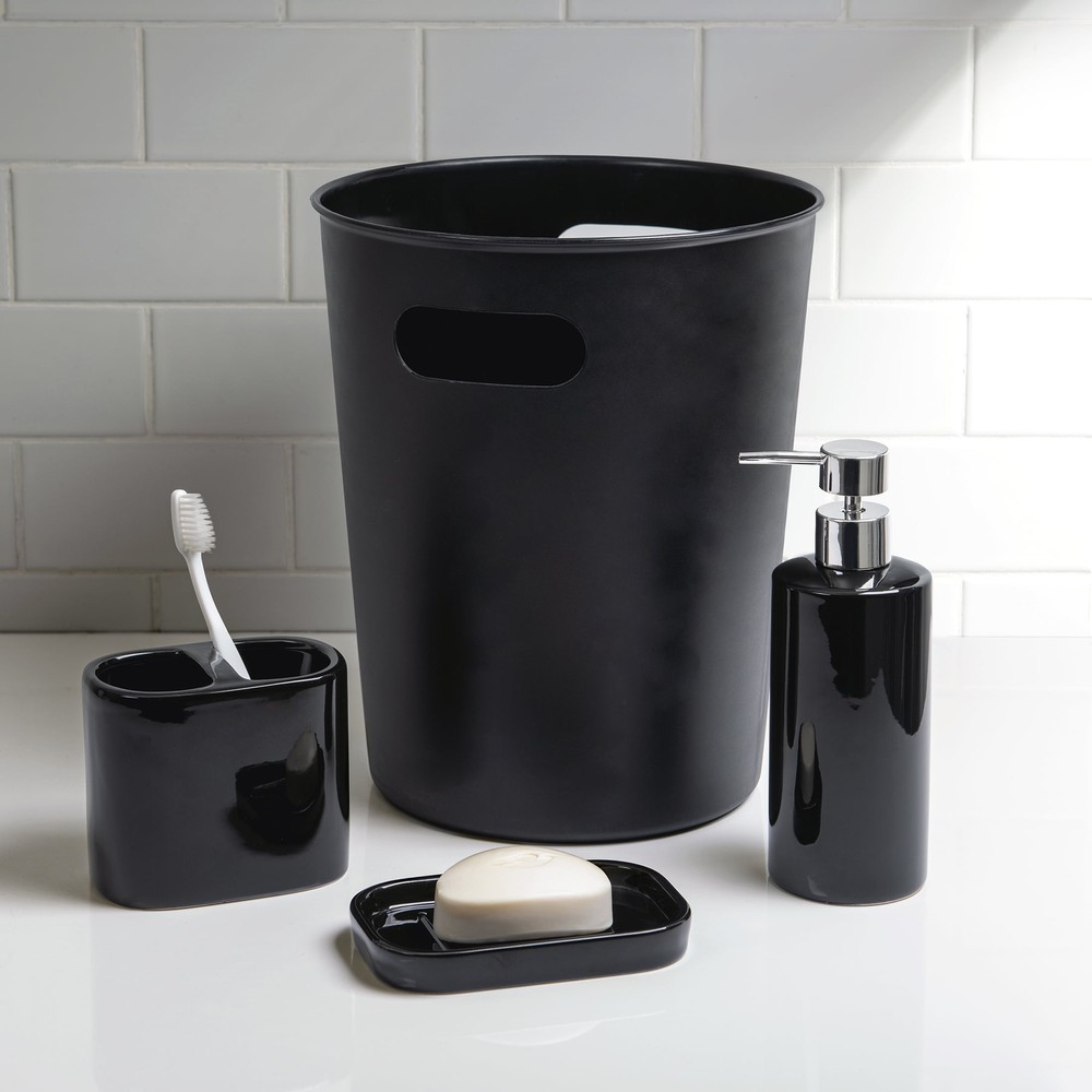Mainstays (Jet Black) Basic Ceramic Toothbrush Holder