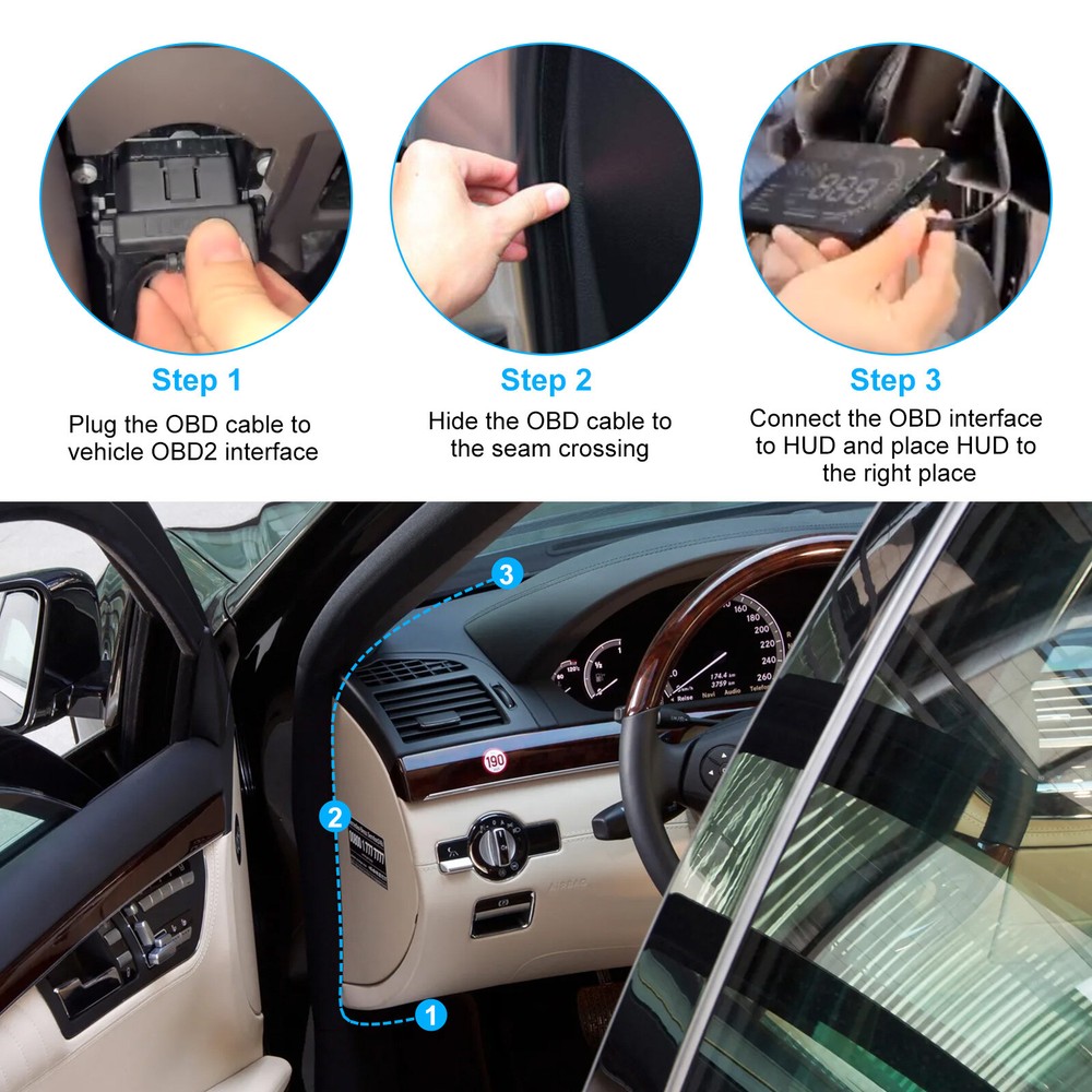 OBD II Car HUD Head Up Display 5.5'' Dash Screen Digital Speedometer Projector
