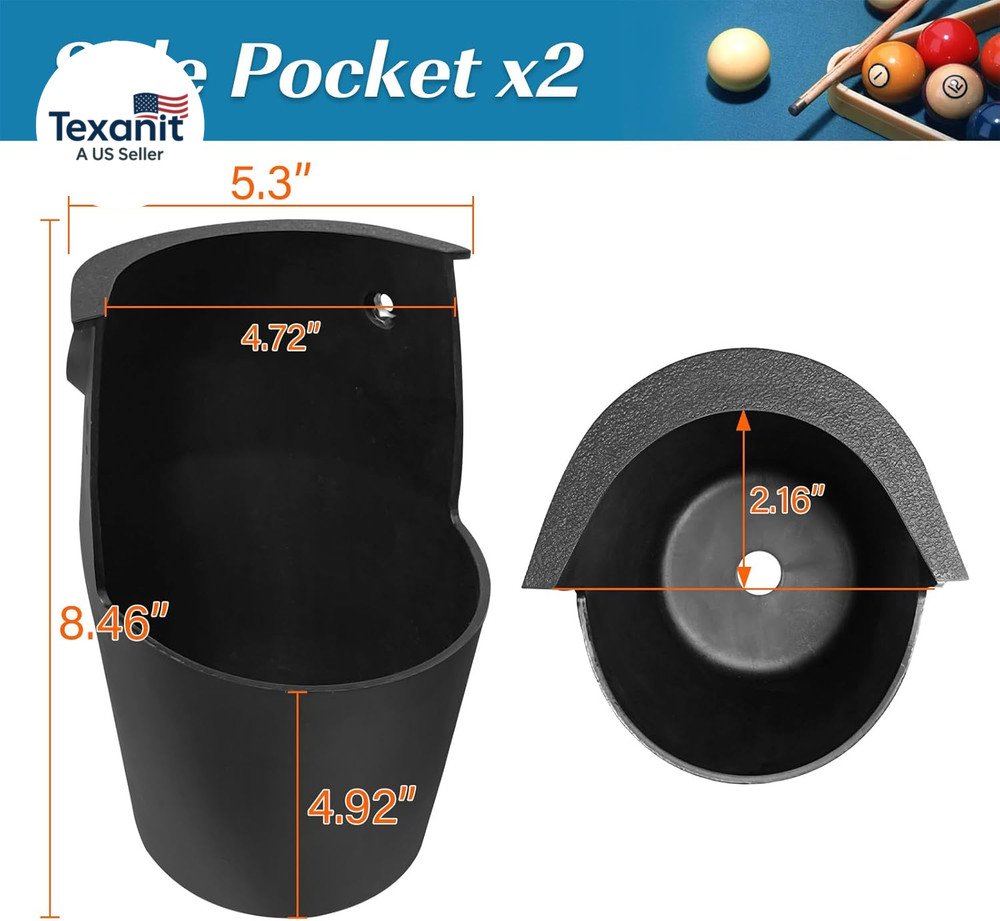 Pool Table Pockets Replacement Pockets for Billiard Table Set of 6