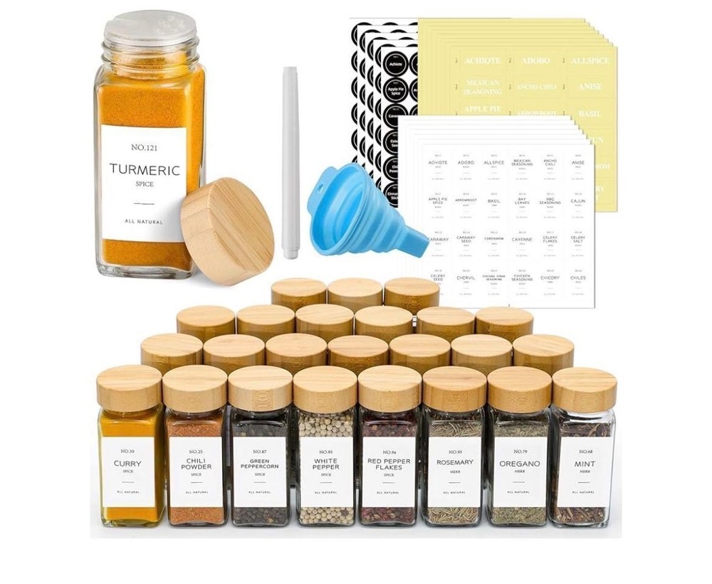 NETANY 24 Pcs Glass Spice Jars k100