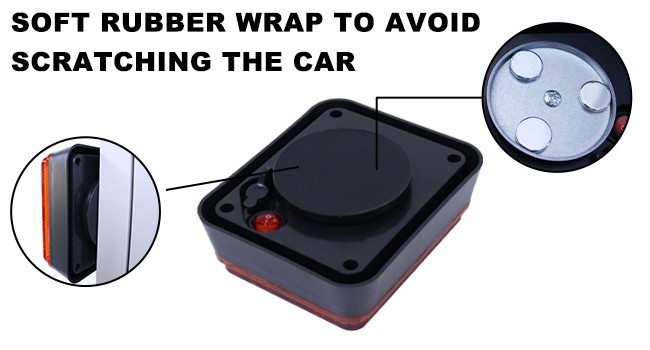 2PCS Wireless Magnetic Red Strobe Kit | Rechargeable Emergency Light