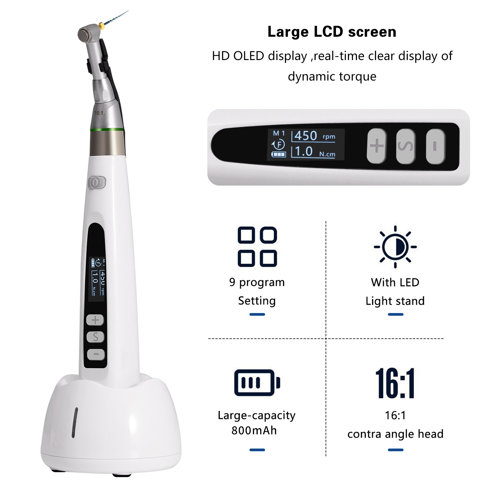 Dental Endo Root Canal Apex Locator / LED Endo Motor 16:1 Contra Angle Treatment