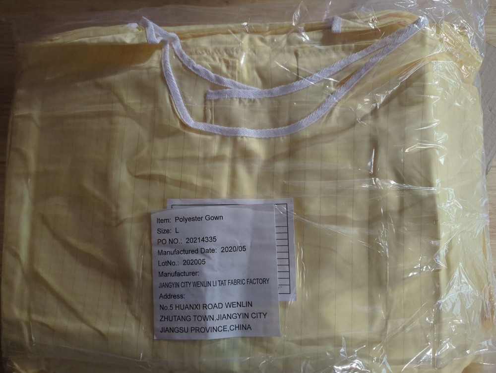 Yellow Reusable Isolation Gowns, Standard Textile, 99% Polyester