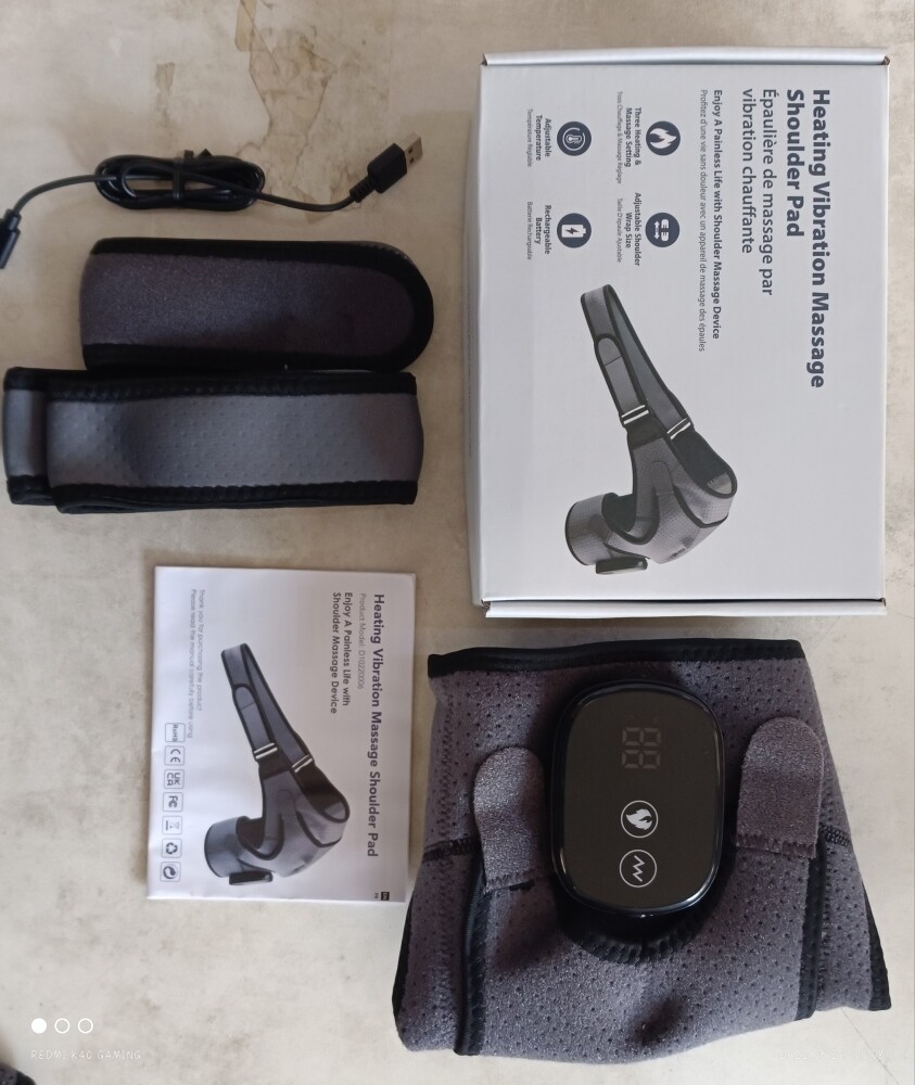 Electric Heated Shoulder Joint Brace Support with Vibration Relief Pain Massager