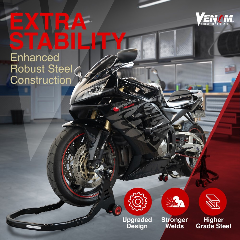 Universal Motorcycle Stand Combo For Front & Rear Wheel, Stable & Durable