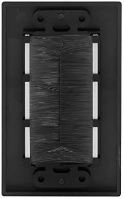 Compact Brush Wall Plate for Low Voltage Cables - Ideal for Wall-Mount TVs
