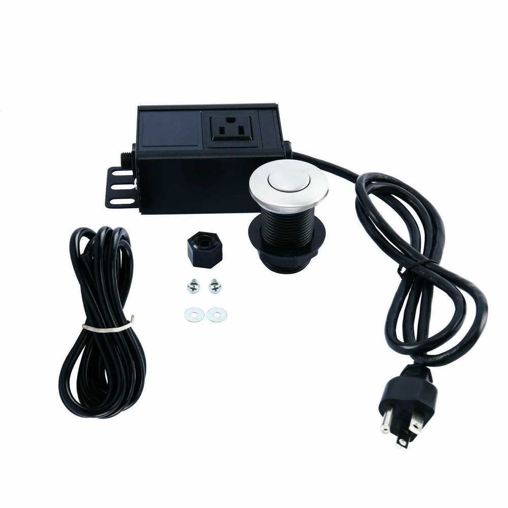 Kitchen Garbage Disposal Sink Top Air Switch Kit Brushed Single Outlet US Plug