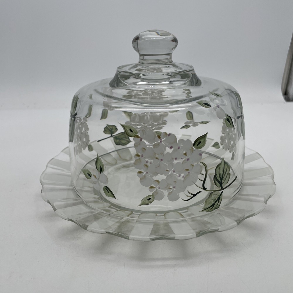 Vintage Hydrangea Cake Plate with Lid