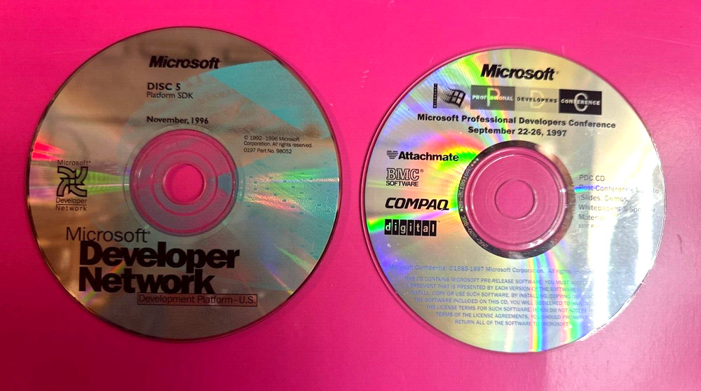 Microsoft Developer Network - Conference cd's  1996 -1997  Lot of 2