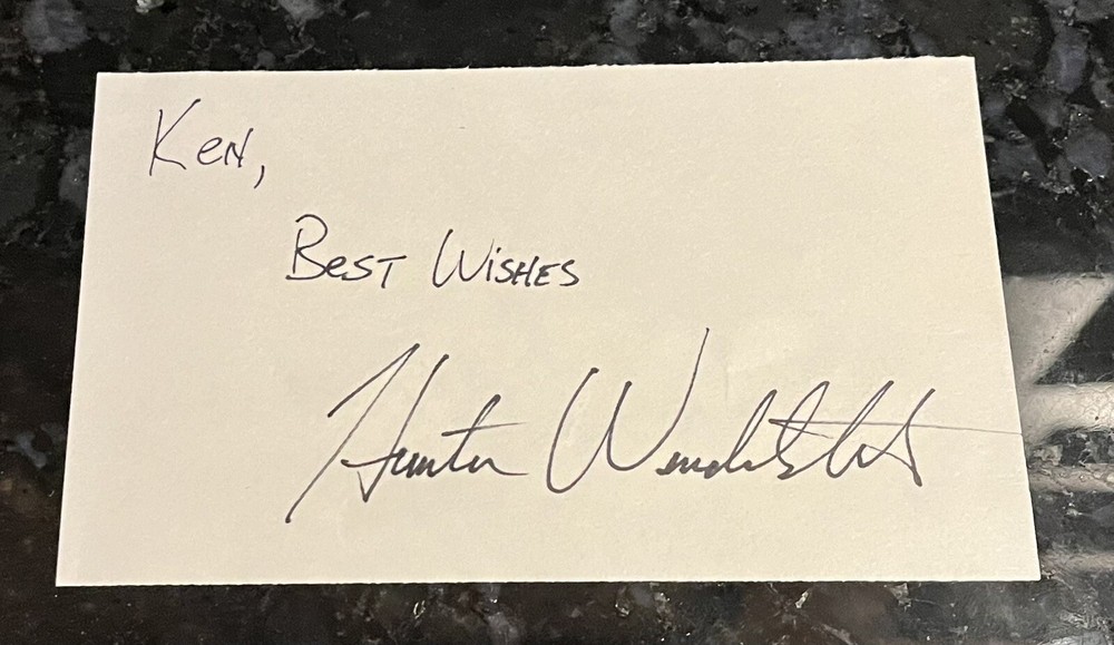 Hunter Wendelstet Autograph Index Card