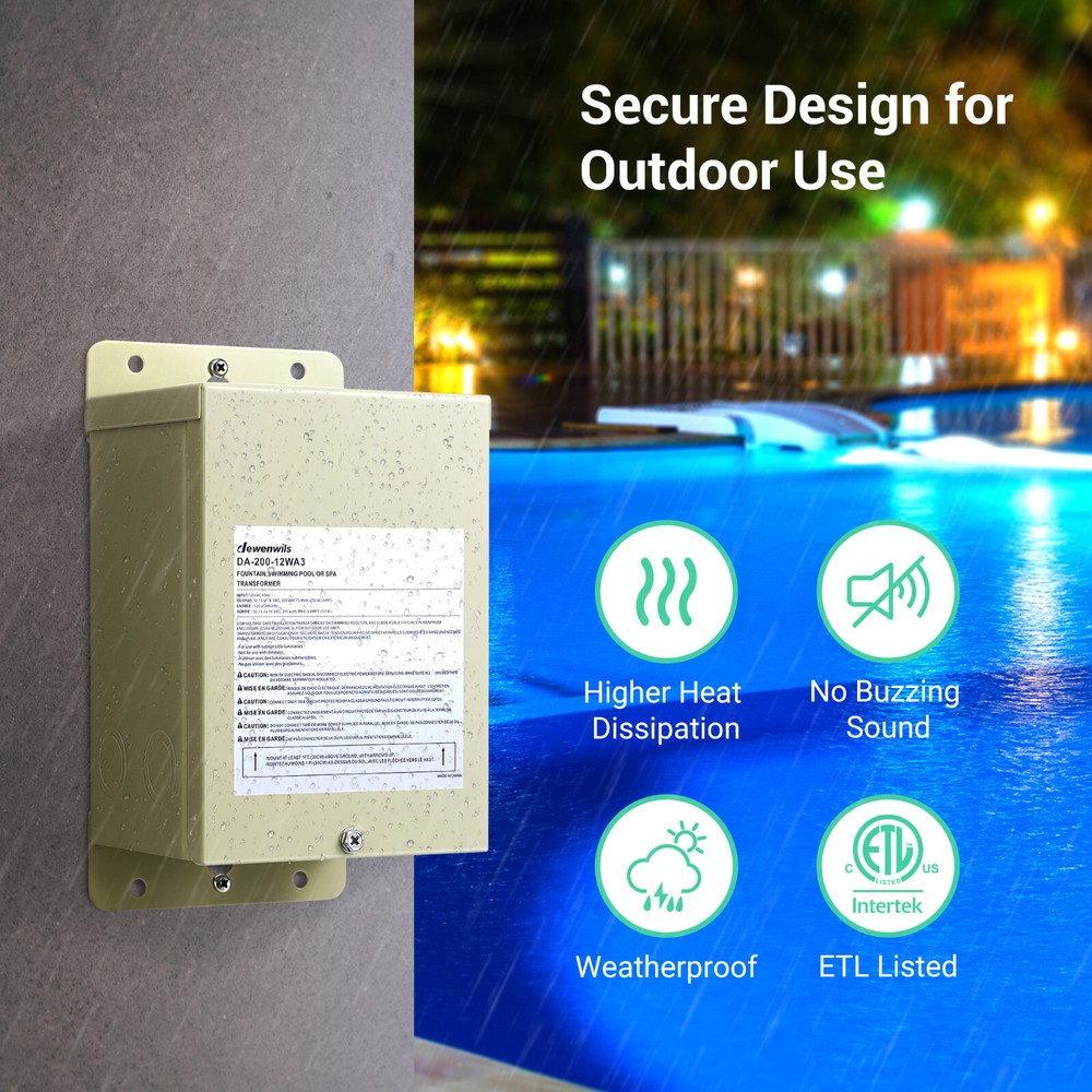 DEWENWILS 200W Pool Light Transformer for Swimming Lighting Durable & Safe