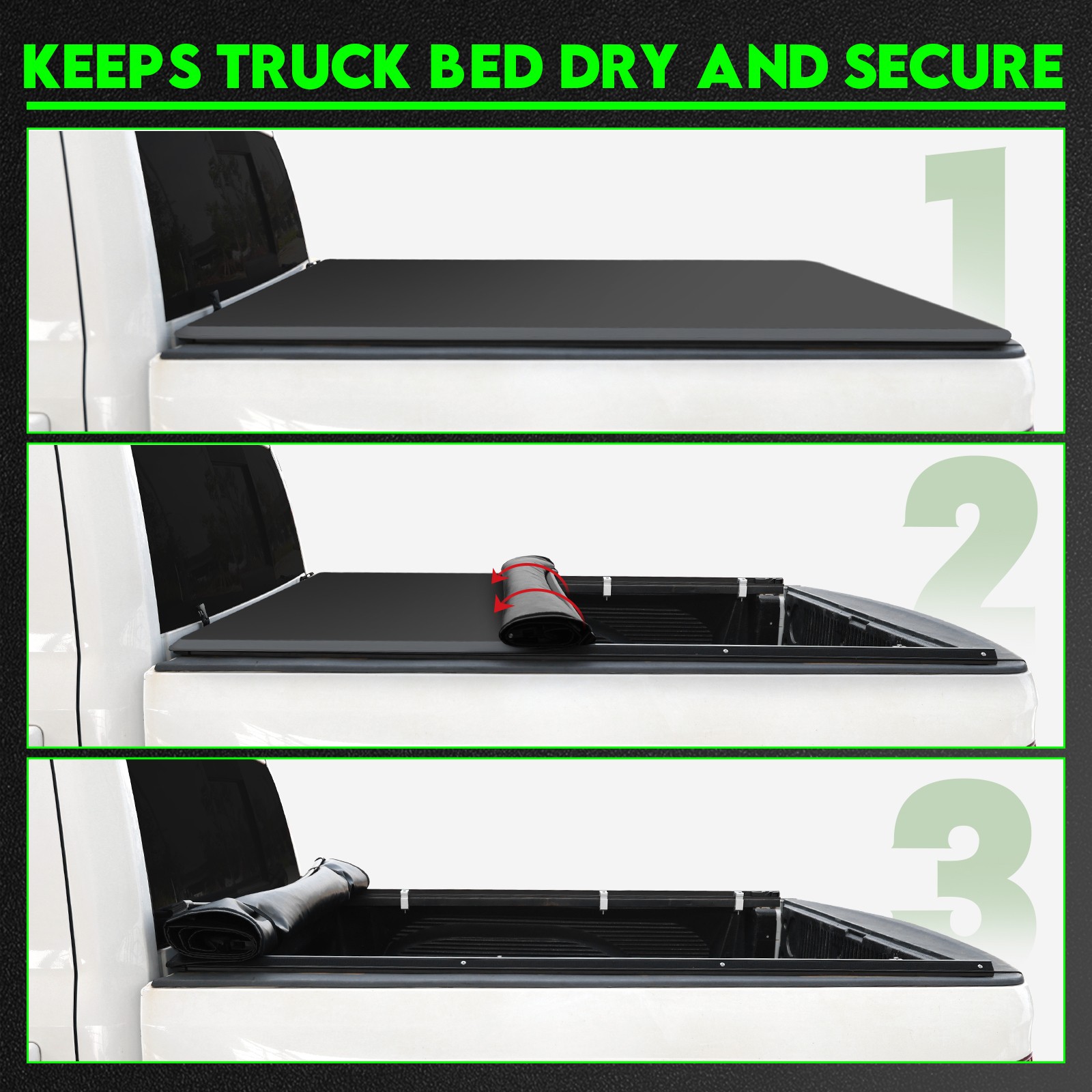 5.8FT Soft Roll-up Tonneau Cover for 07-18 Chevy Silverado/ GMC Sierra 1500