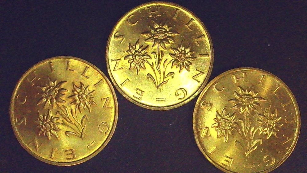 1995-96-97 Austria 1 Schilling  Coins- Almost Uncirculated