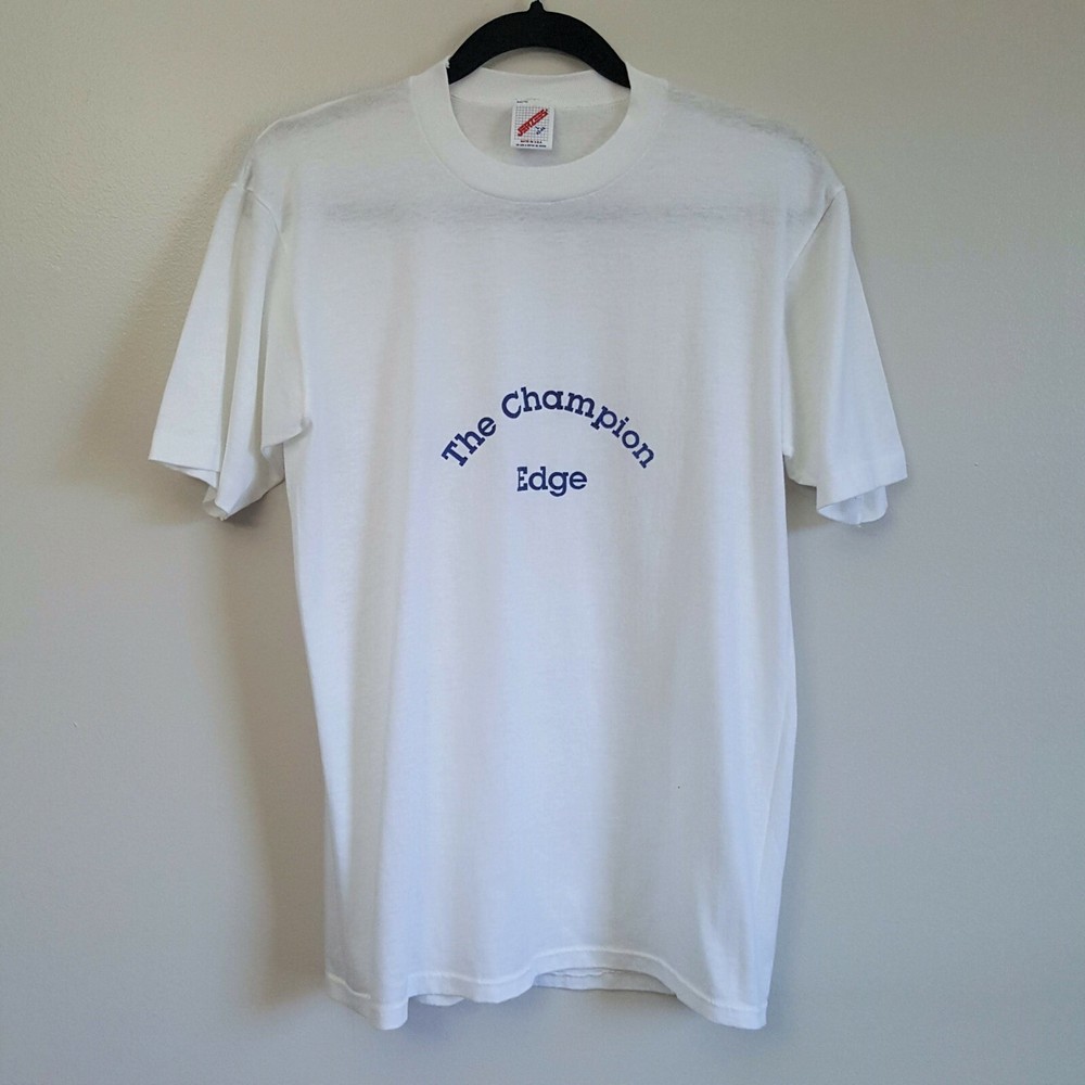 Vintage Jerzees Single Stitch The Champion Edge White Tshirt Sz L