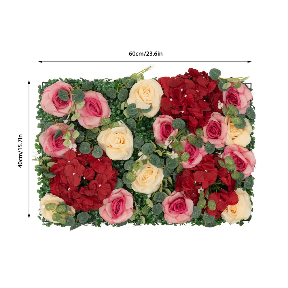12* Rectangular Flower Walls Silk&Plastic Flower Wall Backdrop Artificial Decor