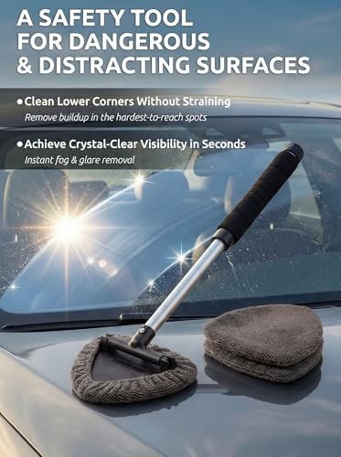 Car Window Cleaning Tool, Windshield Wiper Cleaner with Black & Grey