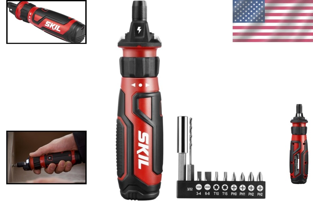 Electric Screwdriver Kit with USB Charging Cable - Red