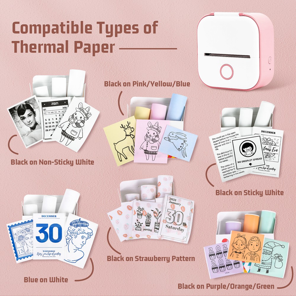 Phomemo T02 Pocket Wireless Bluetooth Thermal Paper Printer Photo Label Maker