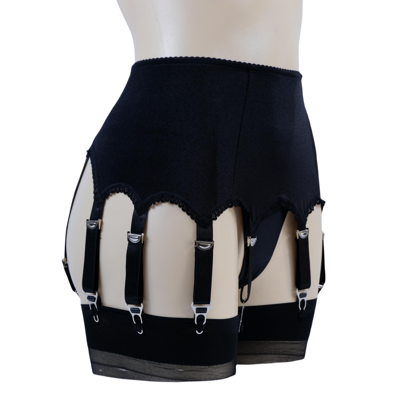 Luxallacki High Waist 10 Straps Garter Belt for Thigh Highs Girdle Metal Clips