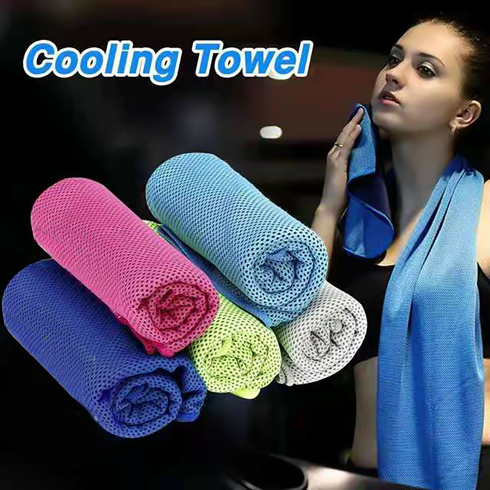 5 X Ice Cold Cooling Towel Neck Wrap For Sports Running Jogging Gym Instant Cool