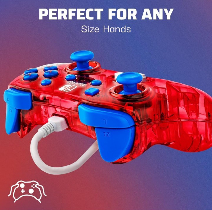 Nintendo Switch Rock Candy Wired Gaming Controller - Super Mario w/ Detach Cable