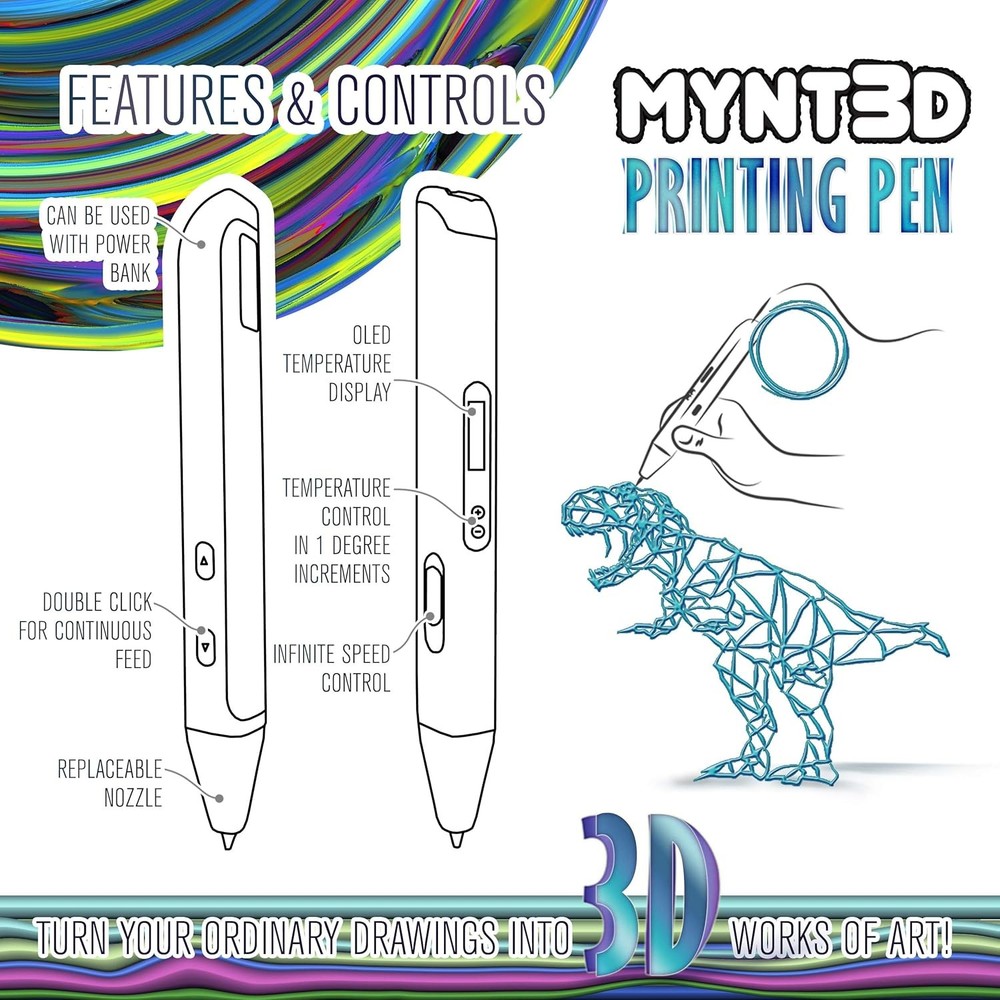 Professional Printing 3D Pen W/ OLED Display