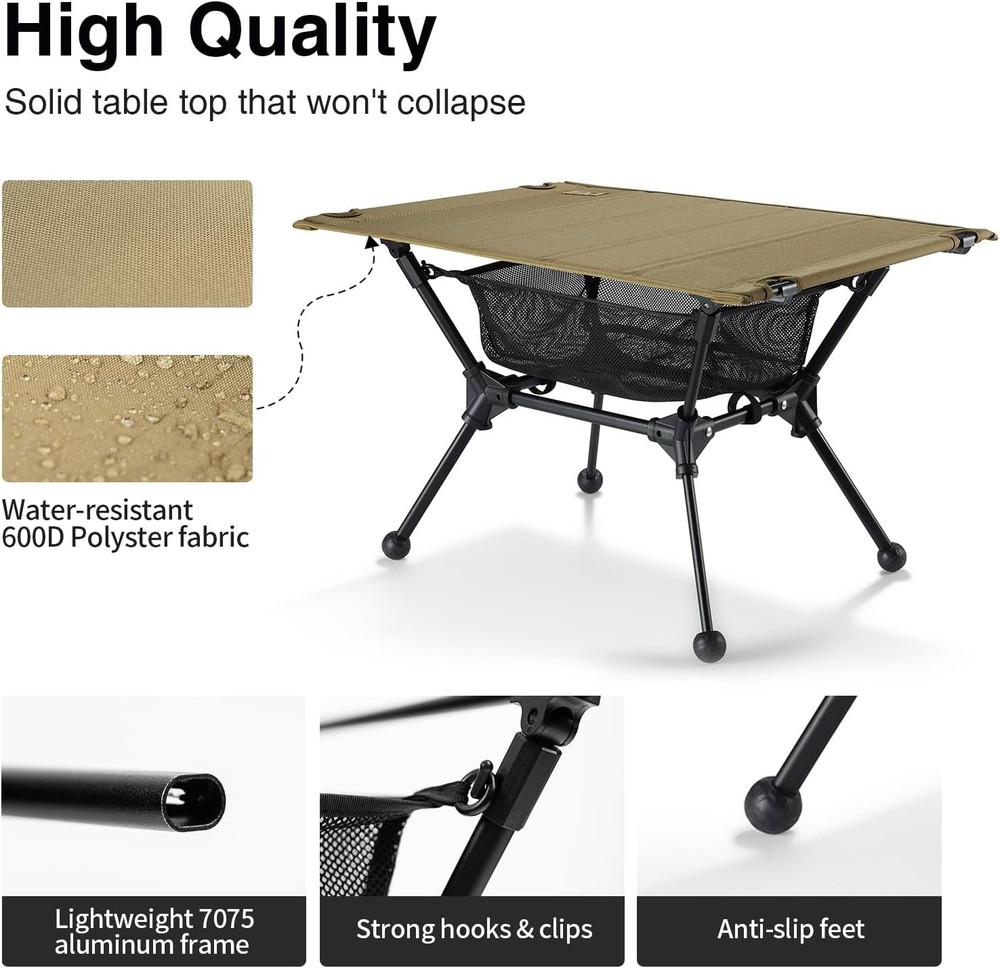 Dipper Camping Table Lightweight Portable Folding Table W/ Mesh Storage Net