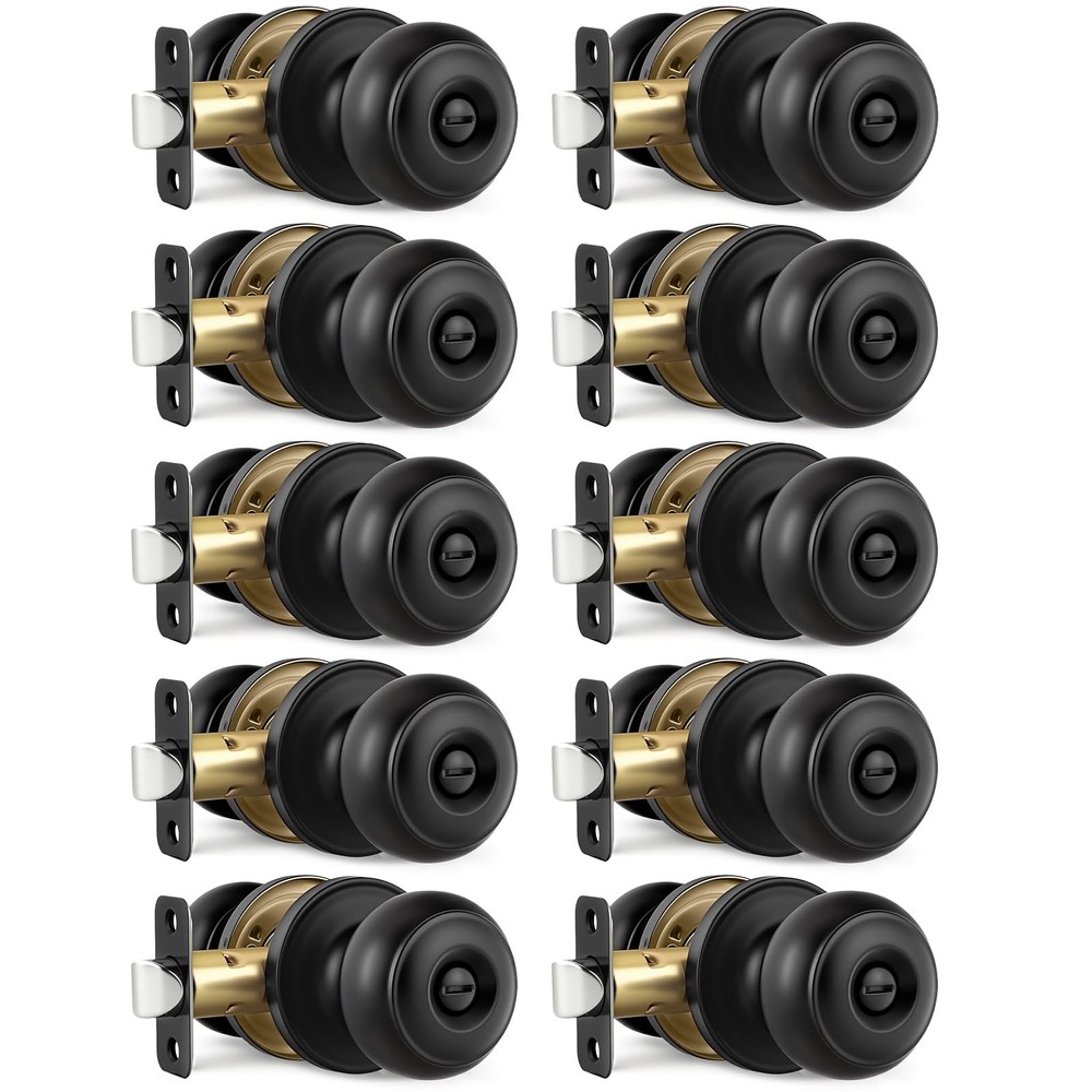 10 Pack Black Door Knobs, Privacy Door Knobs Interior Door Knob for Bedroom US..