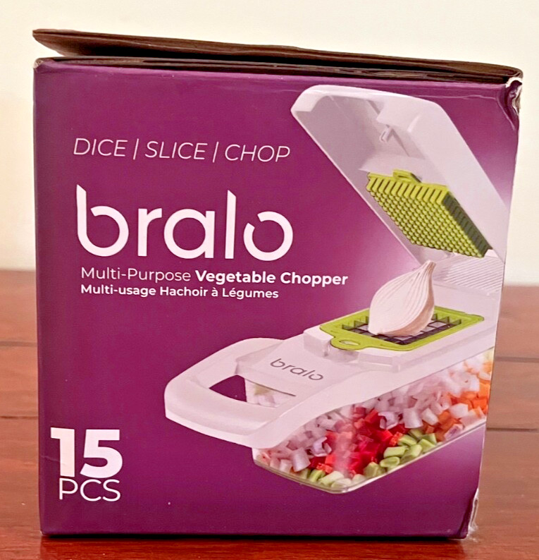Bralo Multi-purpose Vegetable Chopper 15 Pieces 7 Blades New Open Box