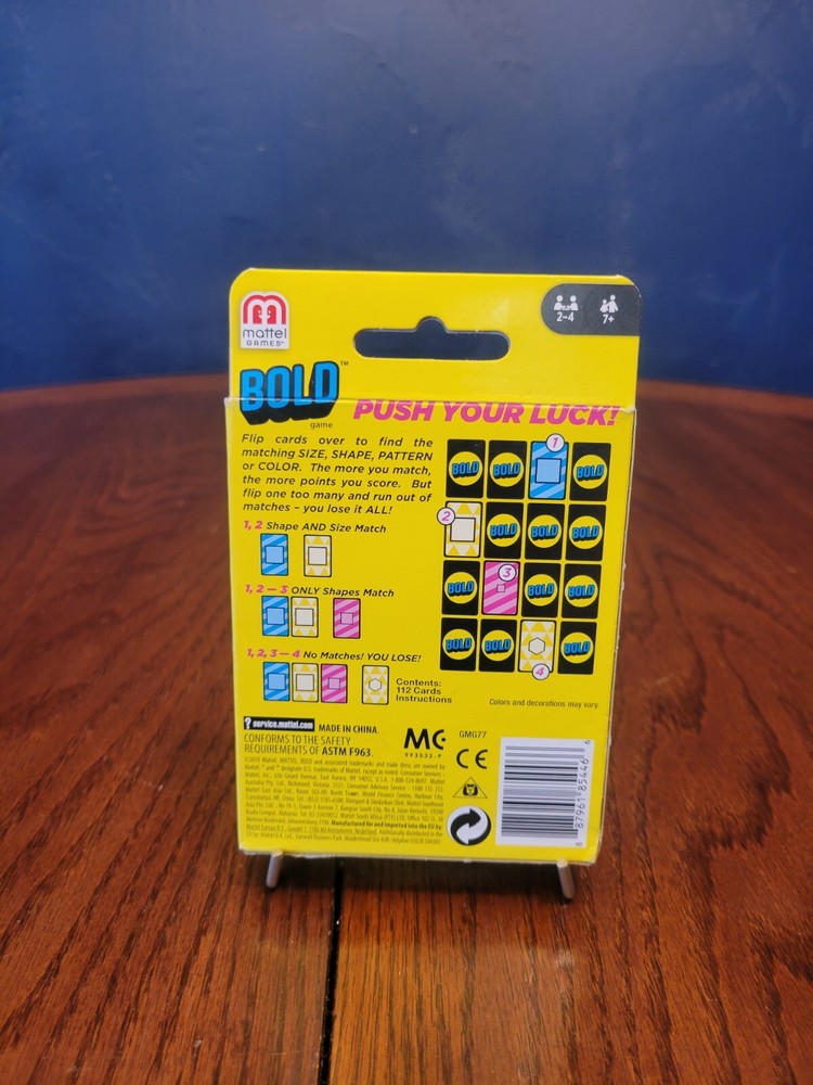 Bold Game Matching Card Mattel Game