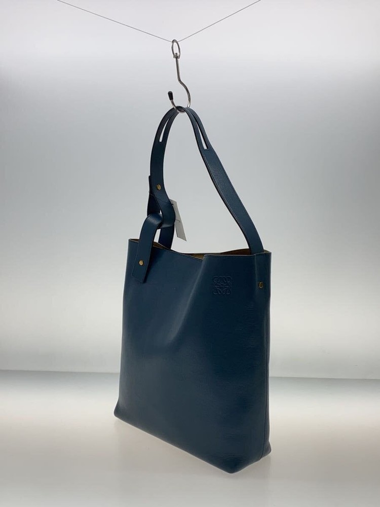 LOEWE shoulder bag leather Navy plain Used