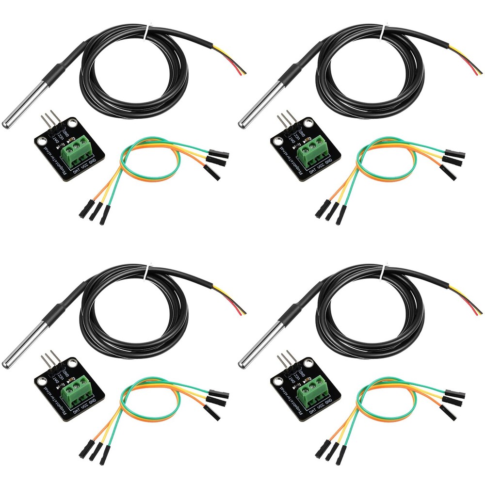 Weewooday 4 Sets DS18B20 Temperature Sensor Module Kit with 1 m/ 3.2 Ft Water...